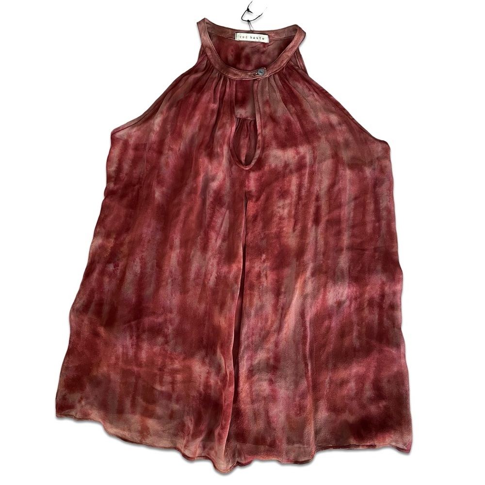 Red Haute halter top keyhole neck red tie dye